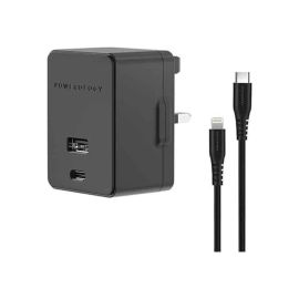 Powerology Dual Port Wall Charger 32W Lighting Cable