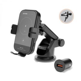 Porodo 3 in 1 Dual Coil Car Charger Mount QC3.0 with Fast Wireless Charger 15W