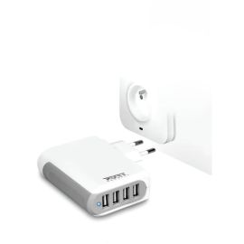 Port Connect  4 USB Wall Charger White