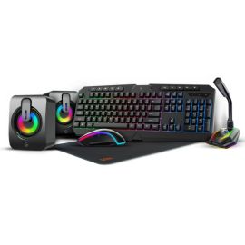 Porodo PDX215 5 In 1 Ultimate Gaming Kit Keyboard / Stereo Speaker / RGB Microphone / RGB Mouse / Mouse Pad
