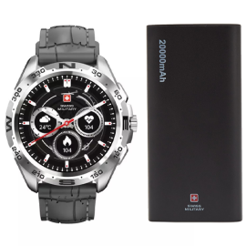 Swiss Military SM-WCH-DOM1-S-GRY Dom Smart Watch With Swiss Military Bieudron Power Bank 20000mAh