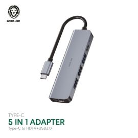 Green Type C 5 IN 1 Adapter Type C To HDTV+USB3.0