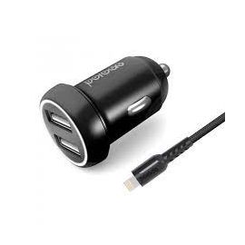 Porodo Powerful 4.8A Mini Car Charger with Lighting Cable