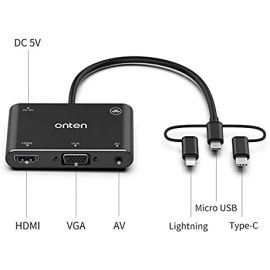 Onten  Type C / Lightning / Micro USB To HDMI / VGA / AV Adapter  7585C 