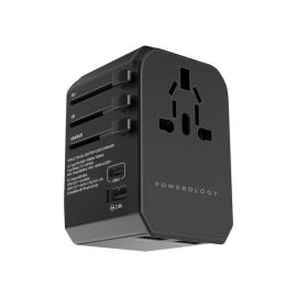 Powerology PD 45W Fast Charge + 2A USB Dual Output Universal Travel Adapter With 3 USB Ports