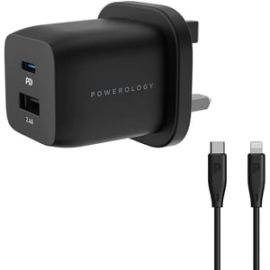 Powerology 32W Ultra Quick Gan Charger with USB C to Lightning Cable