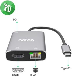 Onten USB C To HDMI Adapter With Gigabit Card And PD  