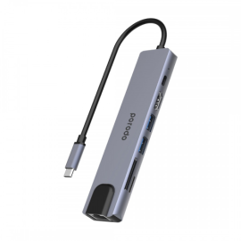 Porodo 7 in 1 Aluminum USB-C Hub 4K HDMI PD 100W – PD-4K71C-GY