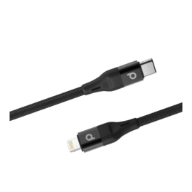Porodo Aluminum Braided USB-C to Lightning Cable 1.2M - Black PD-CLBRPD12-BU