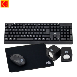 Kodak 4 in 1  Office Set Combo ( Wired Keyboard / Wired Mouse / Mouse Pad / USB 2.0 Speaker ) 4IN1COS-6701