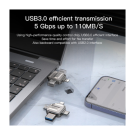 Yesido 256GB  FL15 USB + 8 Pin + Mirco USB + Type-C 4 in 1 USB Flash Drive with OTG Function