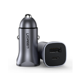Ugreen Fast Car Charger USB-A / USB-C 30W PD PPS - Gray (CD130) | Exclusive Offers at Future IT Oman