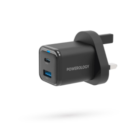 Powerology Super Compact Quick Charger 35W With USB C Cable PWCUQC021
