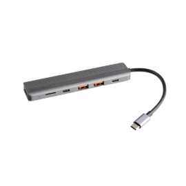 Powerology 6-in-1 Slim 4K HDMI USB-C Hub P61HBCGY