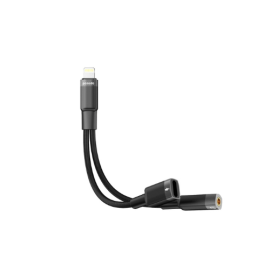 Porodo 2in1 Lightning to Lightning + 3.5 Jack Headphone and Charging Converter Adapter