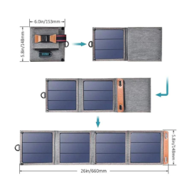 Choetech Foldable Solar Panel- USB, 14W - BLACK