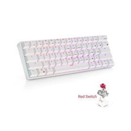 Royal Kludge RK61 mini White mechanical keyboard-Red switch- wired and bluetooth arabic english