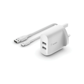 Belkin 24W Dual USB A Wall Charger with Type C Cable | Future IT Oman
