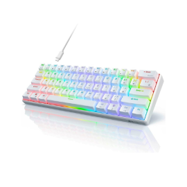 Royal Kludge RK 61 mini White mechanical keyboard-Blue switch- wired and bluetooth and wireless 2.4 -arabic english