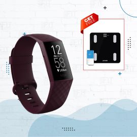 Fitbit Charge 4 Advanced Fitness Tracker GPS Smart Watch With Free Porodo Lifestyle Full Body Smart Scale Bundle