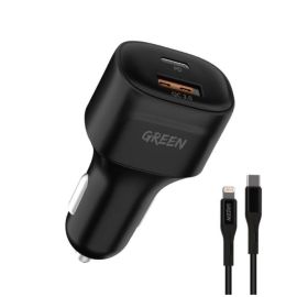 Green Compact Dual Port Fast Car Charger 20W