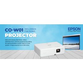 Epson CO-W01 3,000 Lumens 3LCD Technology WXGA Projector With iView Projector Screen 200 x 200 cms