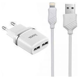 Hoco Smart Dual Ports Charger Set With Lightning Cable 2.4 A
