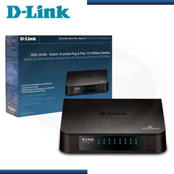 D Link 16 Port 10/100 Desktop Switch DES 1016A
