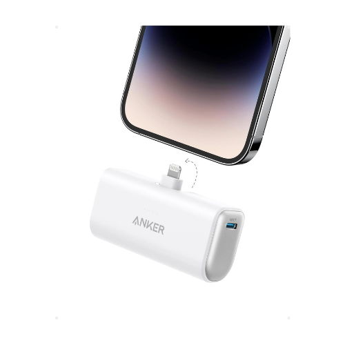 Anker Nano Power Bank 12W, Built-In Lightning Connector 5000mAh White A1645H31