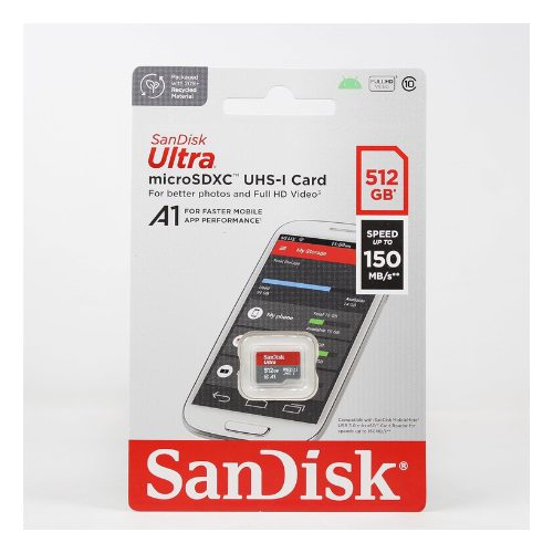 SanDisk Ultra UHS I 512GB MicroSD Card 150MB/s R, for Smartphones