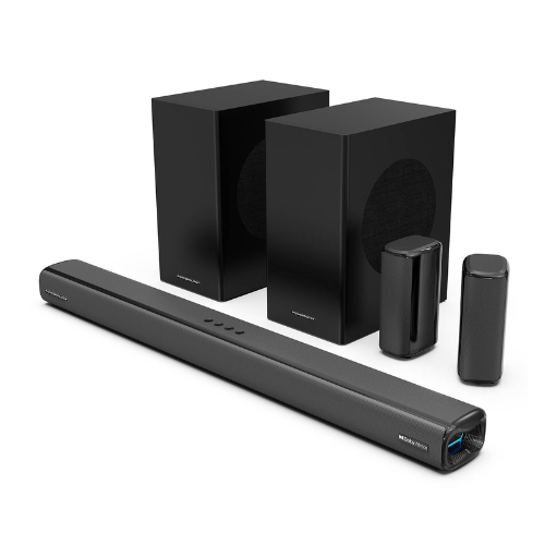 Powerology 5.2.4CH Home Theater Soundbar with Dolby Atmos, Wireless Subwoofer & Wireless