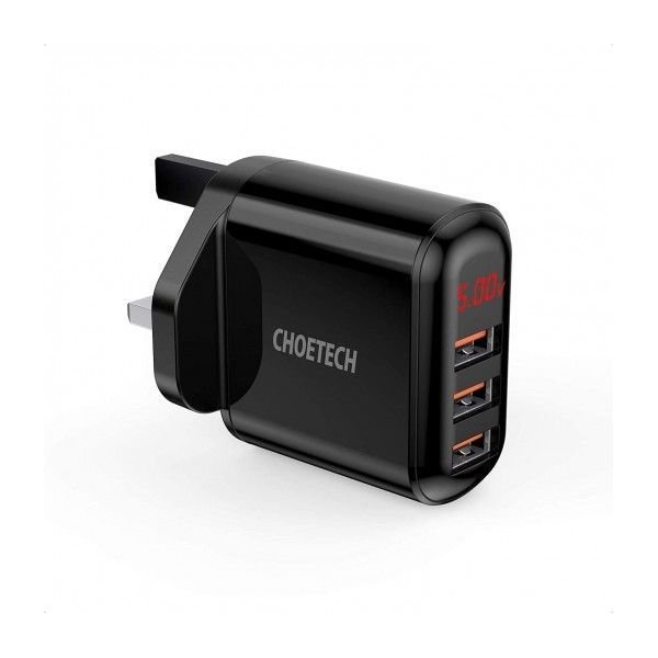 CHOETECH 3 PORT USB WWALL CHARGER WITH DISPLAY