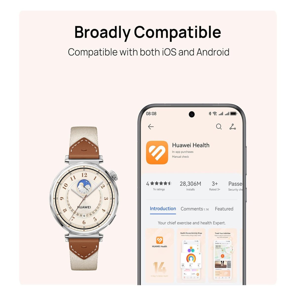 Huawei Watch GT5, Huawei Watch GT5 46mm, Huawei Watch GT5 Brown, VLI-B19, Huawei Smartwatch India, AMOLED smartwatch, long battery life smartwatch, Bluetooth calling watch, IP69K smartwatch, Composite Leather Strap