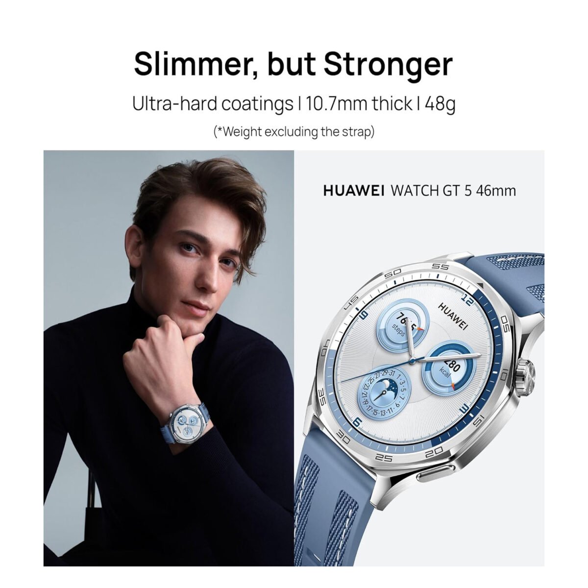 Huawei Watch GT5, Huawei Watch GT5 46mm, Huawei Watch GT5 Black, VLI-B19, Huawei Smartwatch India, AMOLED smartwatch, long battery life smartwatch, Bluetooth calling watch, IP69K smartwatch