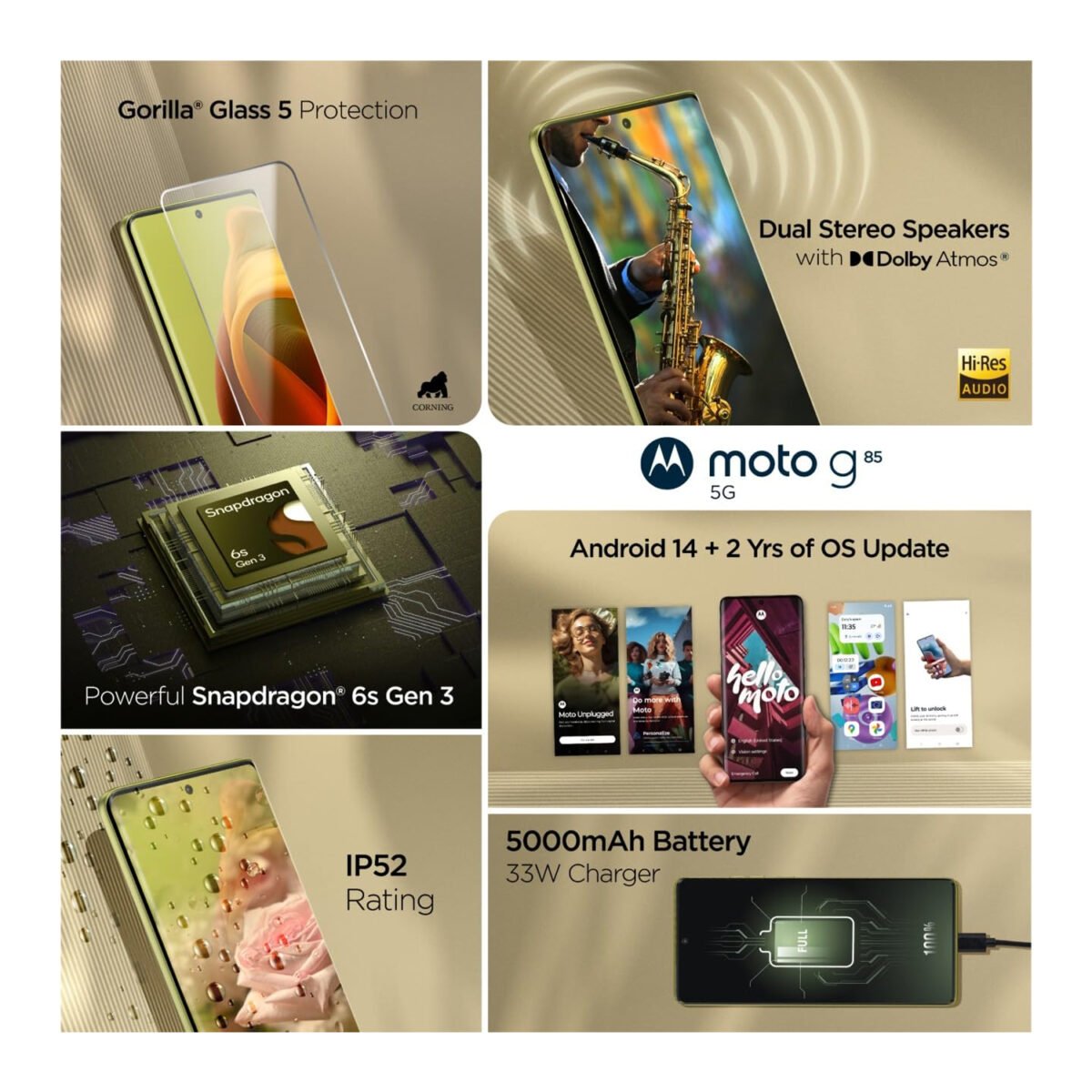 Motorola G85 5G Olive Green, Moto G85 5G 12GB RAM, Moto G85 5G 256GB storage, Motorola 5G smartphone,