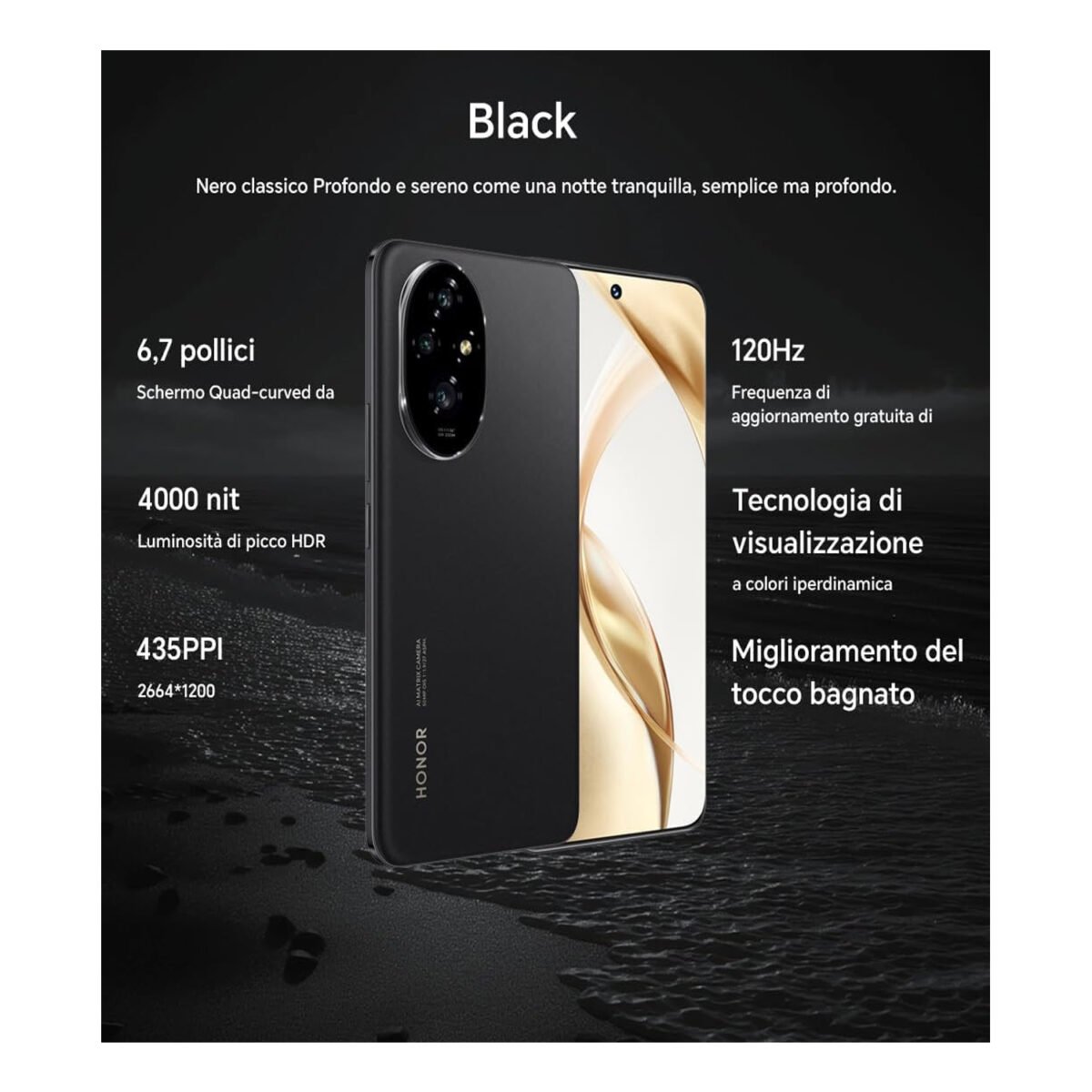 Honor 400 Pro 5G, Honor 400 Pro 12GB 512GB, Honor 400 Pro Midnight Black, Flagship 5G Phone, Snapdragon 8 Gen 3 Phone, 200MP Camera Phone