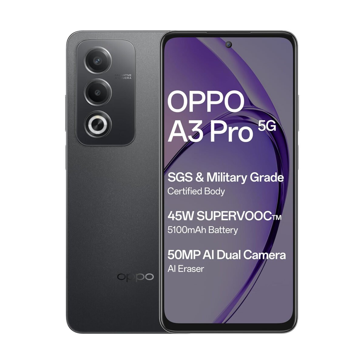 Oppo A3 Pro 5G, Oppo A3 Pro 5G Starry Black, Oppo A3 Pro 5G 256GB 8GB, CPH2639, Durable 5G Phone, MediaTek Dimensity 6300, Oppo A3 Pro 5G price India, Waterproof 5G phone