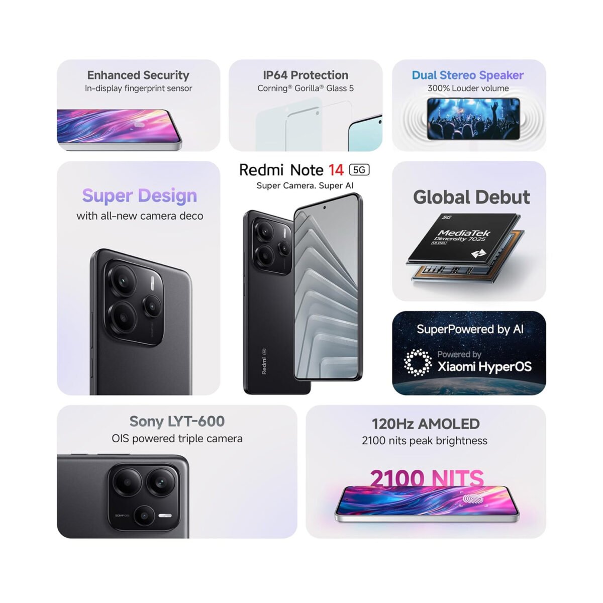 Redmi Note 14 Pro 5G, Xiaomi, 256GB, Midnight Black, Smartphone, Future IT, 200MP Camera, Dimensity 7300-Ultra, AMOLED Display, 45W Turbo Charging, IP68