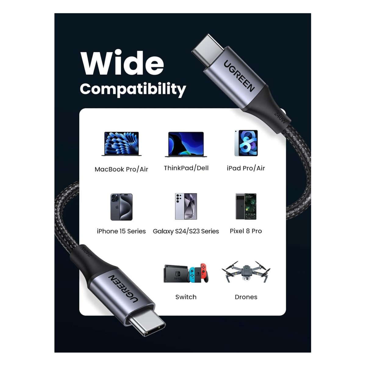 UGREEN USB-C 60W PD Cable, UGREEN USB-C to USB-C cable, 60W PD fast charging cable, Type C to Type C cable,