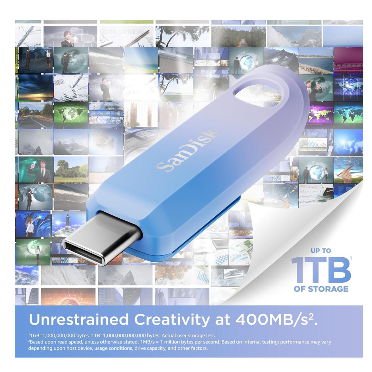 SanDisk Creator USB Type-C Flash Drive 256GB, SanDisk USB-C Pen Drive 256GB, 400MB/s flash drive, USB 3.2 Gen 1 Type-C drive