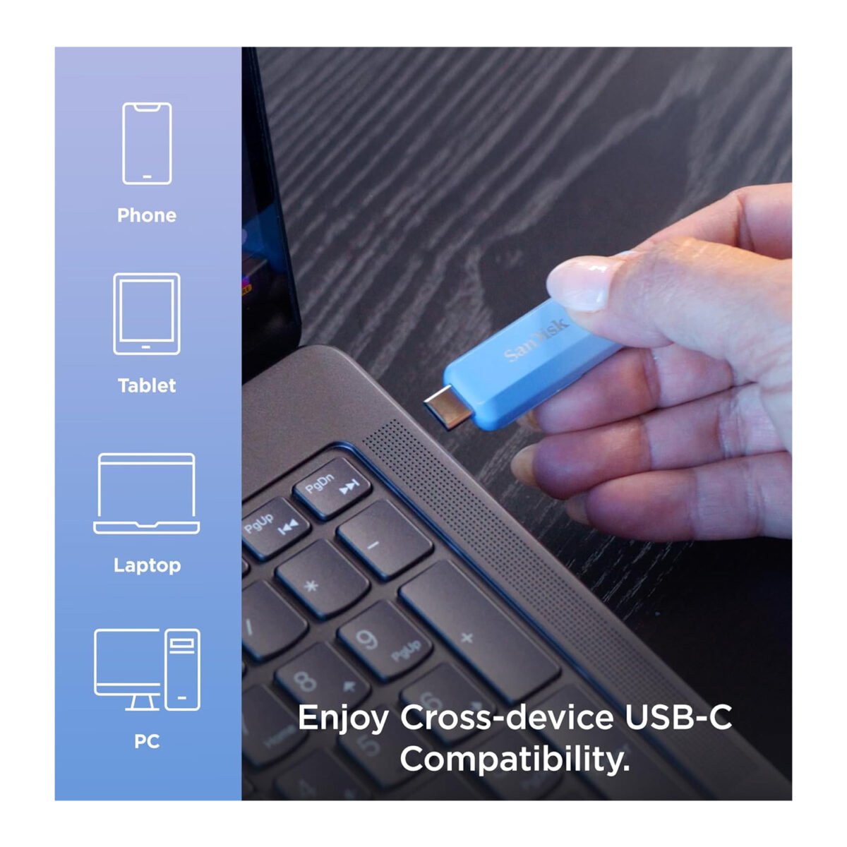 SanDisk Creator USB Type-C Flash Drive 512GB, SanDisk USB-C Pen Drive 512GB, 400MB/s flash drive, USB 3.2 Gen 1 Type-C drive,