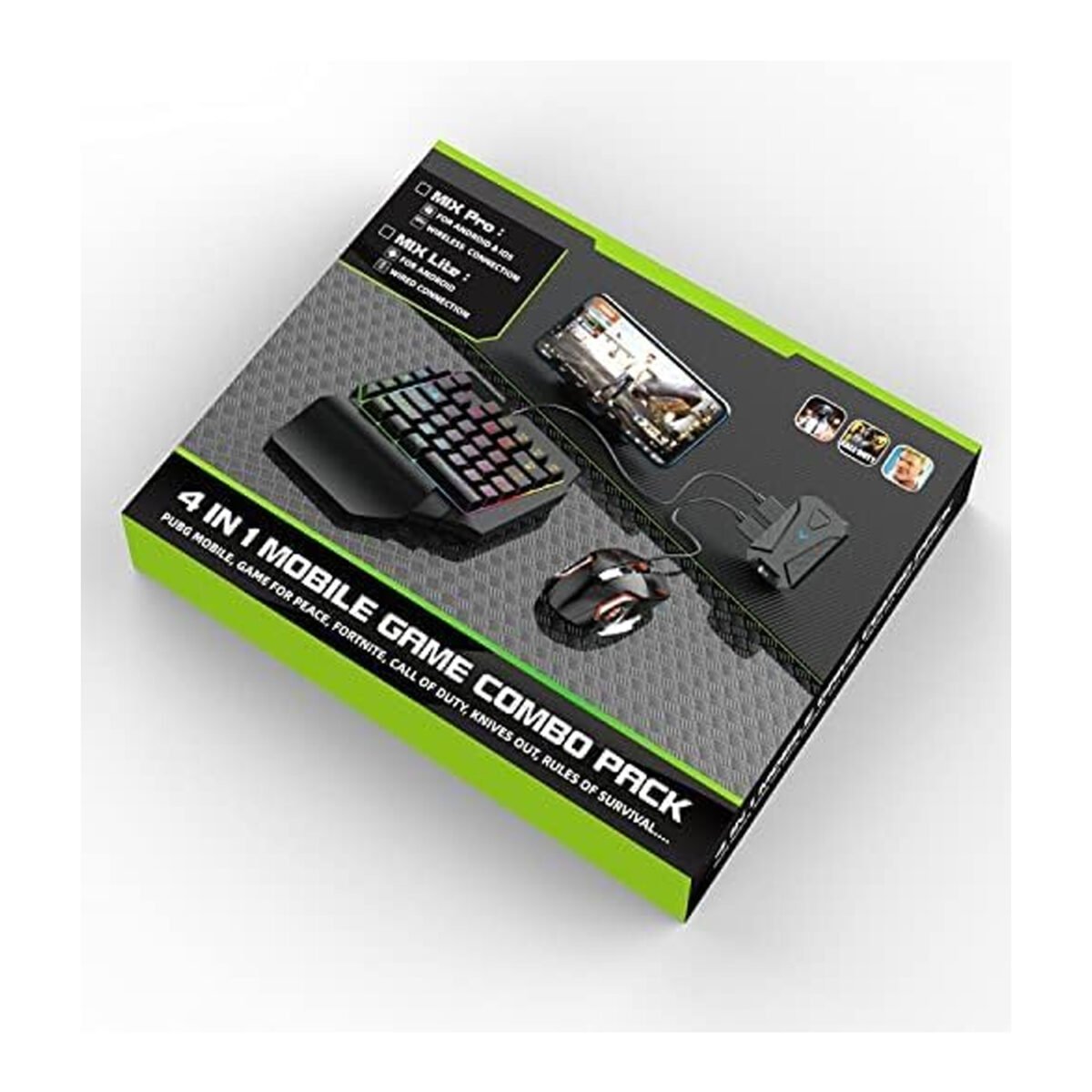 Mobile Game Combo Pack, 4 in 1 Game Kit, Mobile Gaming Accessories, PUBG Mobile Triggers, Gaming Grip with Fan