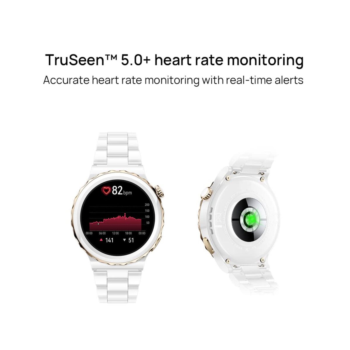 Huawei Watch GT 3 Pro Ceramic, Huawei Watch GT3 Pro 43mm Gold Bezel, White Ceramic Smartwatch, Huawei Watch ECG, 1.32 AMOLED Smartwatch, Dive Watch, Huawei Smartwatch India, Premium Smartwatch, Gold Bezel Smartwatch