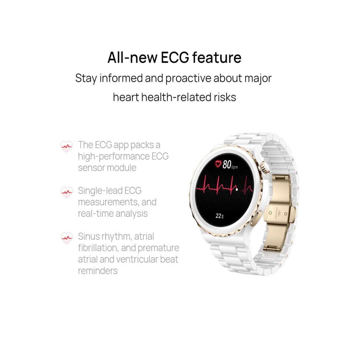 Huawei Watch GT 3 Pro Ceramic, Huawei Watch GT3 Pro 43mm Gold Bezel, White Ceramic Smartwatch, Huawei Watch ECG, 1.32 AMOLED Smartwatch, Dive Watch, Huawei Smartwatch India, Premium Smartwatch, Gold Bezel Smartwatch