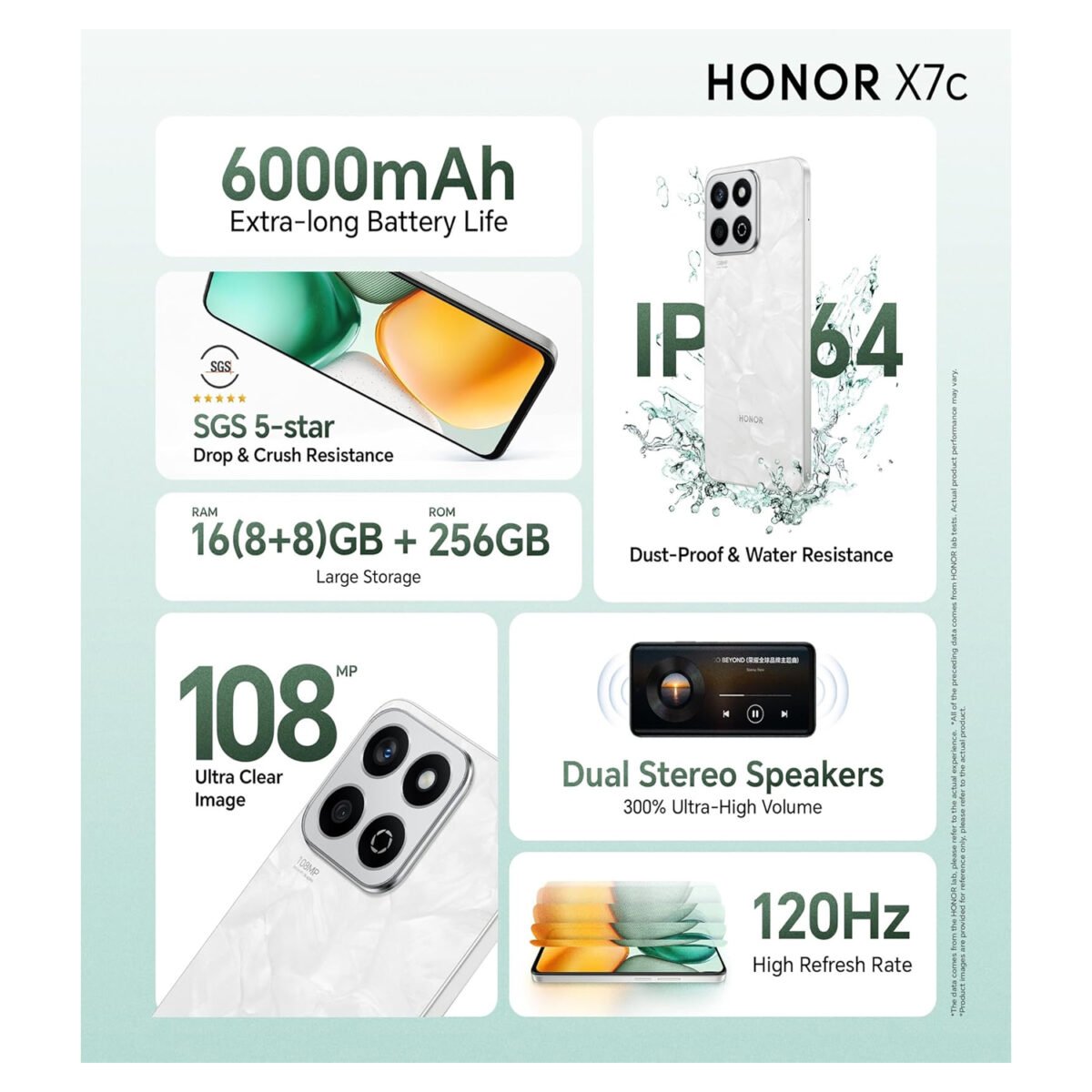 Honor X7c 5G, Honor X7c 256GB, Honor X7c Moonlight White, 5G Smartphone India, Durable Honor Phone, Long Battery Life Phone